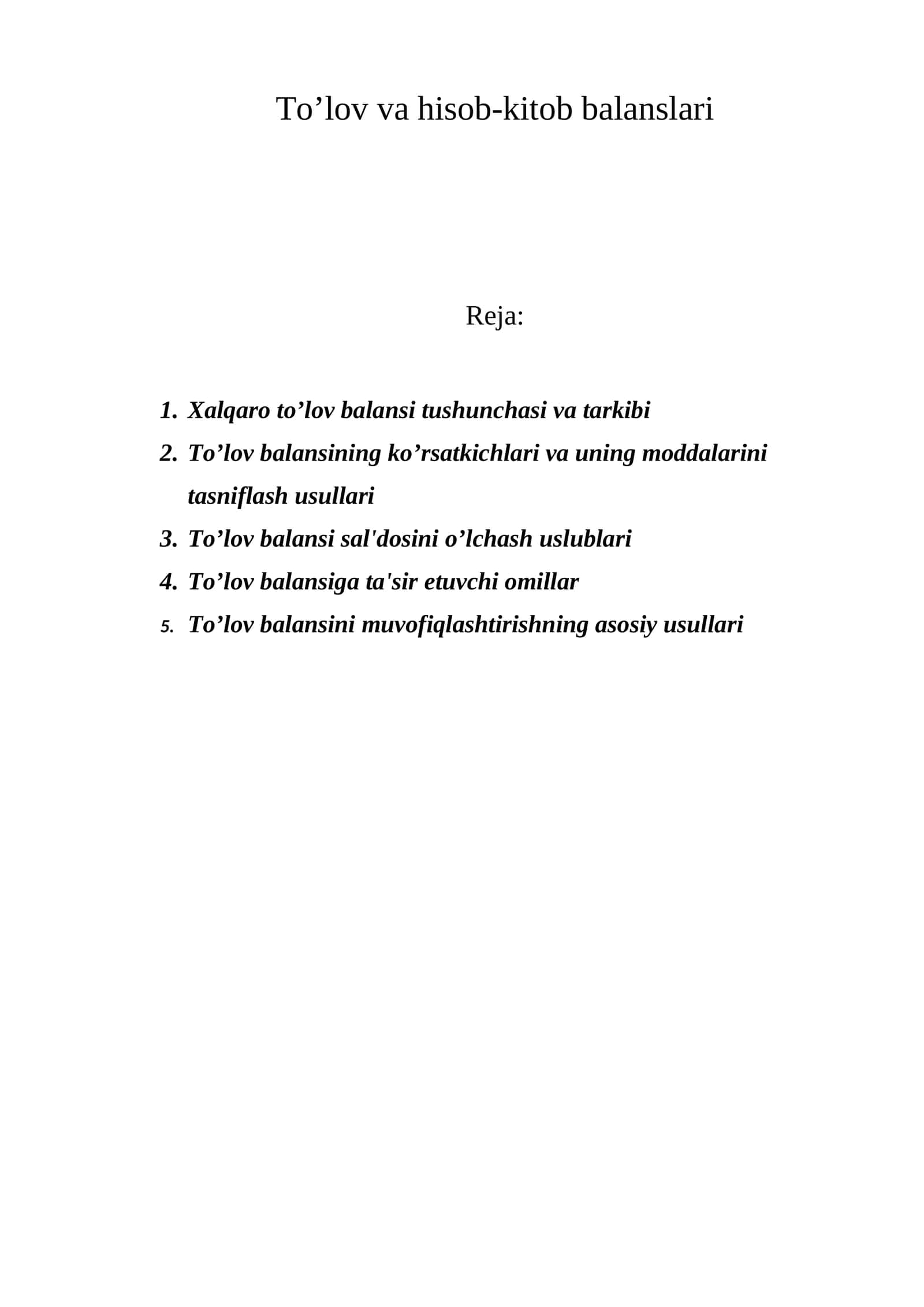 To’lov va hisob-kitob balanslari