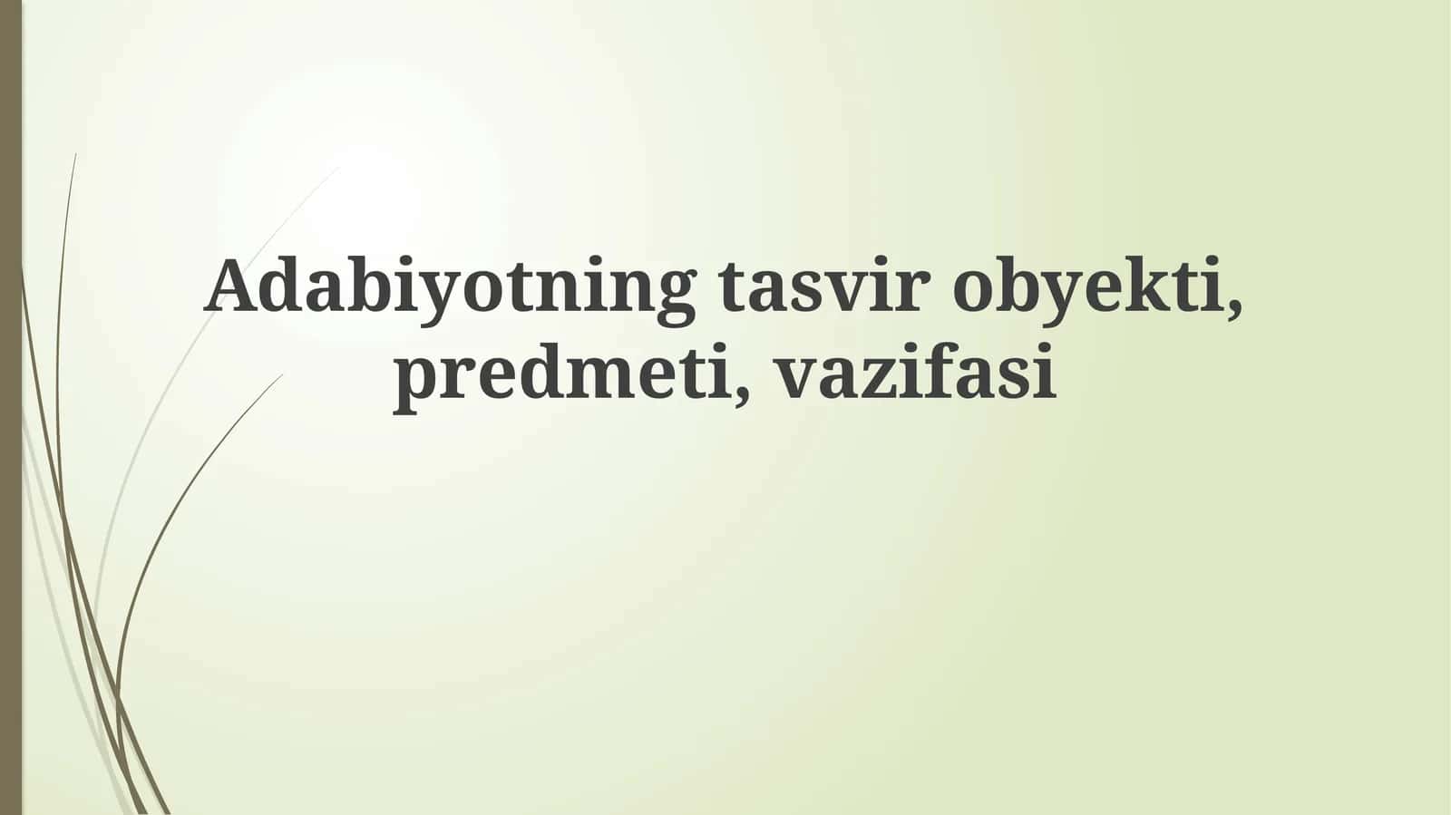 Adabiy Tasvirning Mohiyati: Obyekt, Subyekt va Funksiya