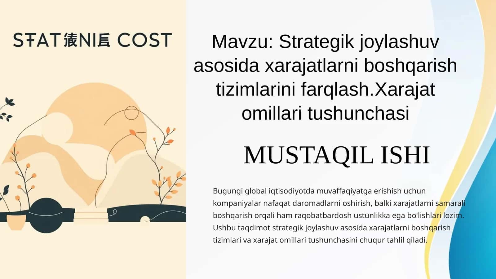 Strategik Joylashuv Asosida Xarajatlarni Boshqarish Tizimlari