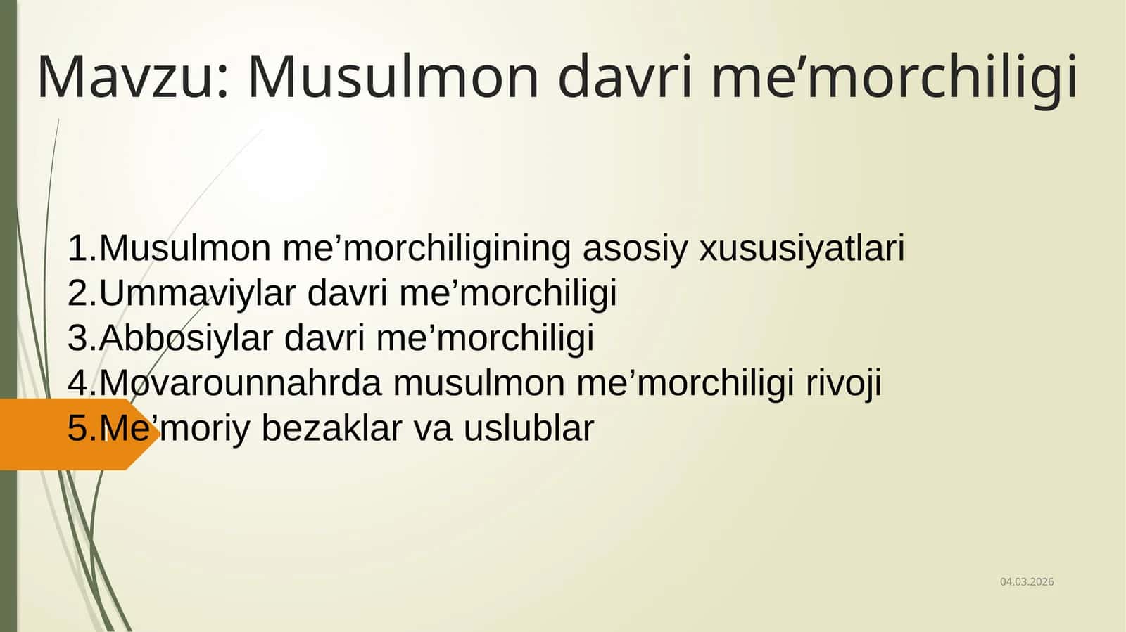Musulmon davri me’morchiligi