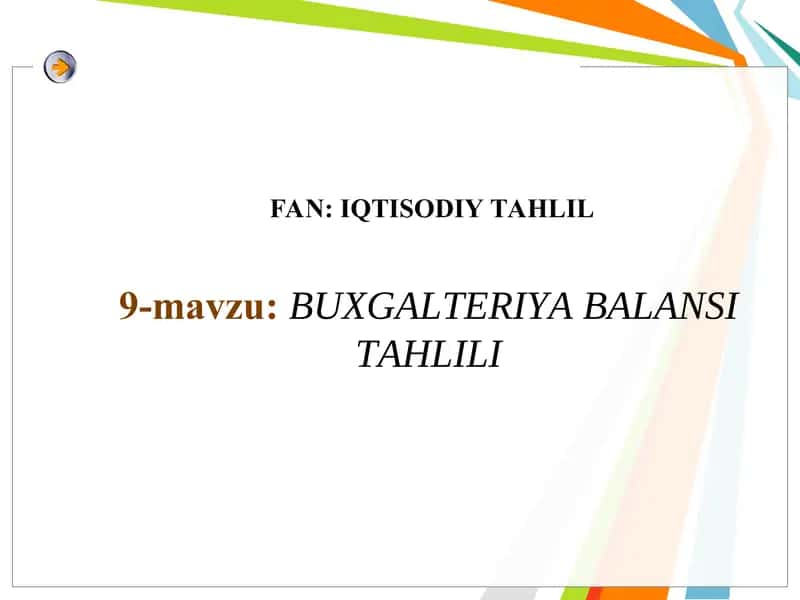BUXGALTERIYA BALANSI TAHLILI