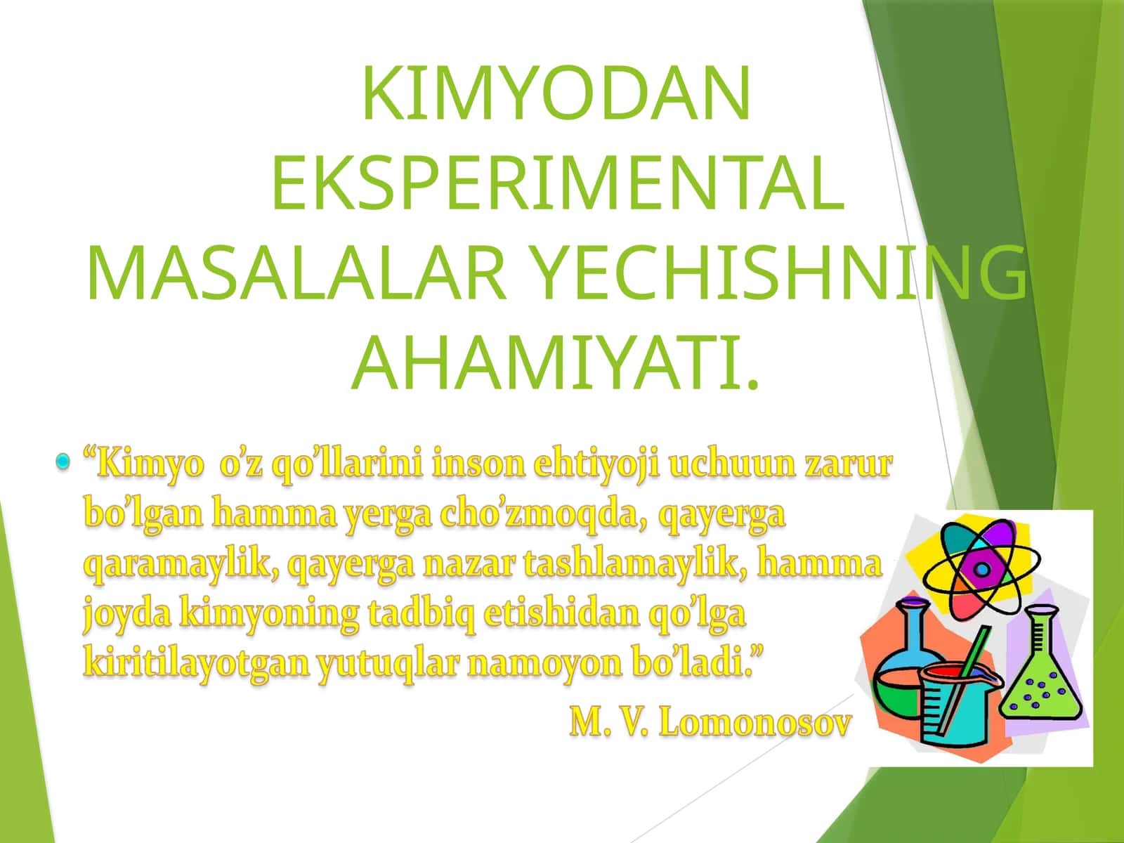 Kimyodan Eksperimental Masalalar Yechishning Ahamiyati