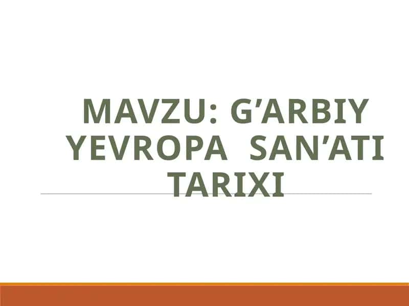G’arbiy Yevropa san’ati tarixi