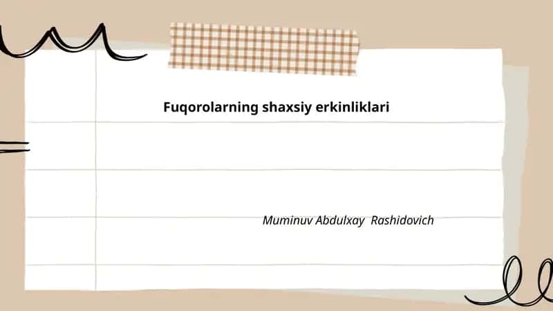 Fuqorolarning shaxsiy erkinliklari