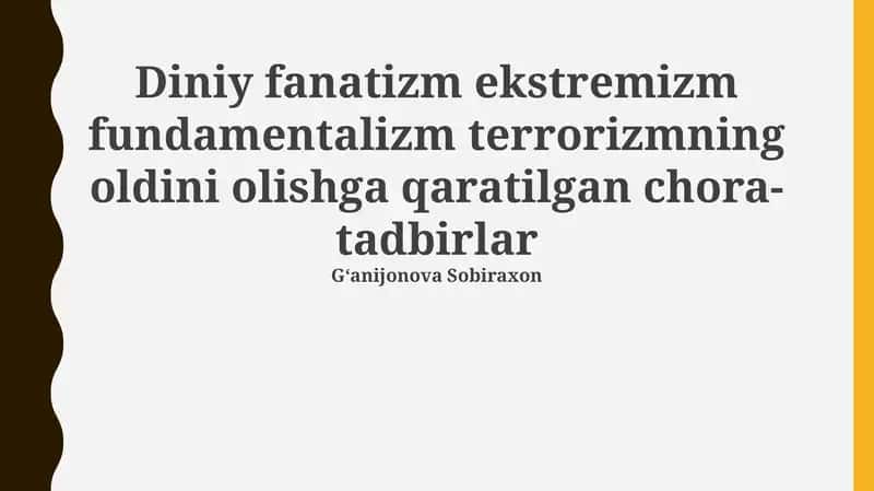 Diniy Ekstremizm va Huquqshunoslik