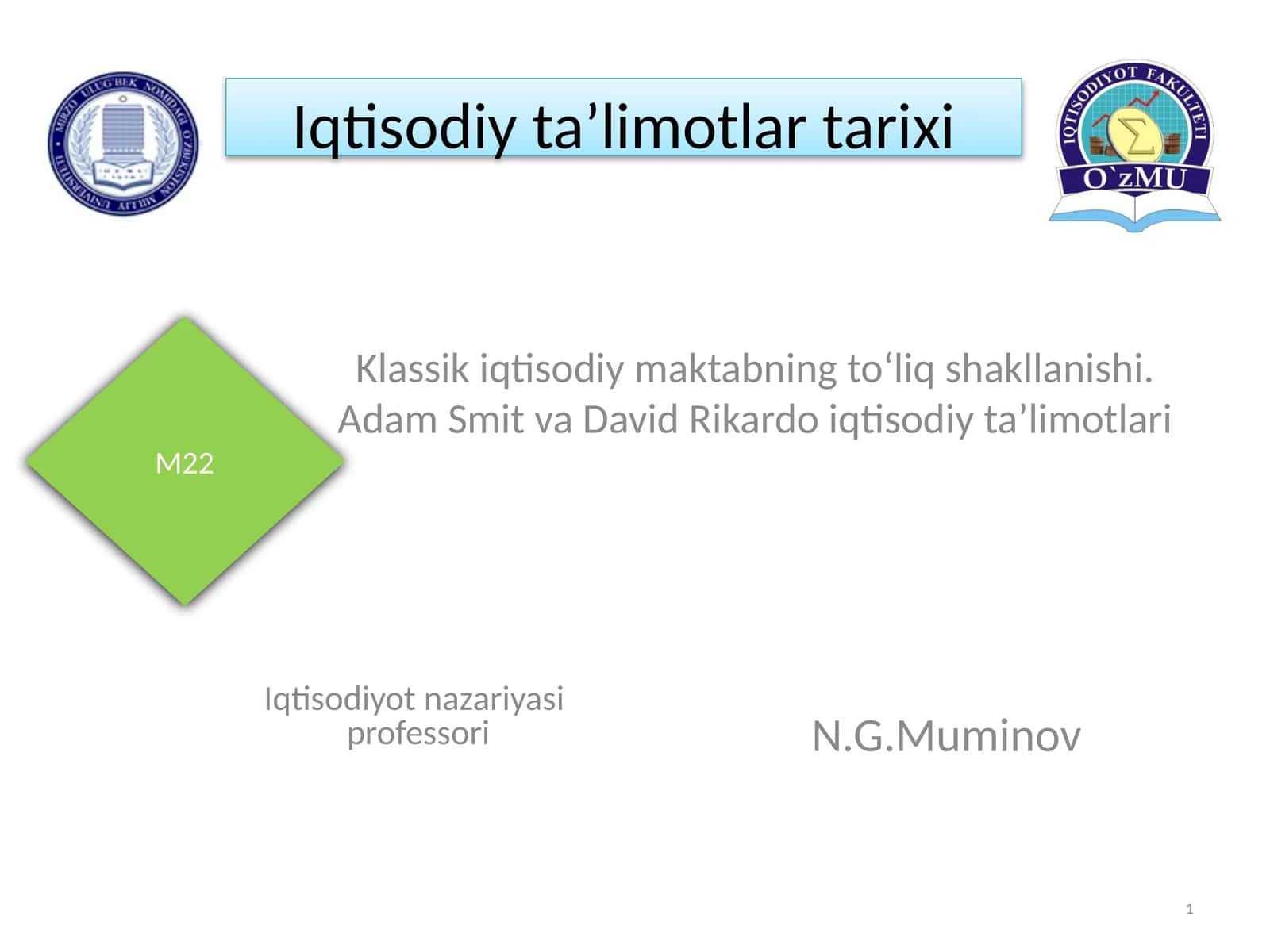 Klassik iqtisodiy maktabning to‘liq shakllanishi
