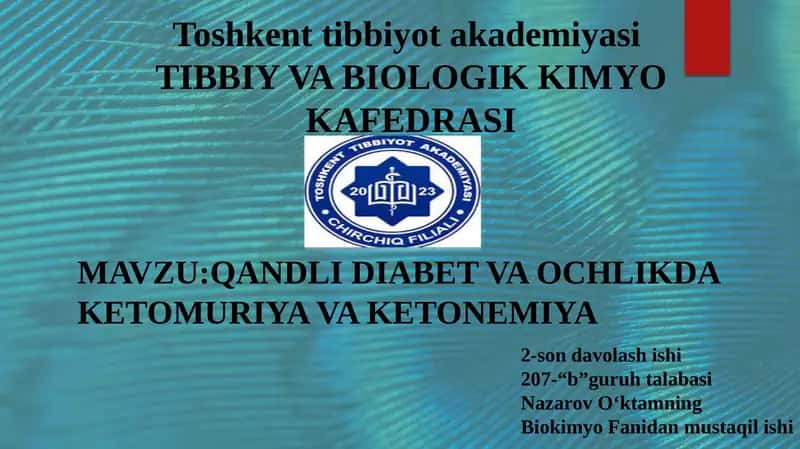 Qandli diabet va ochlikda ketomuriya va ketonemiya