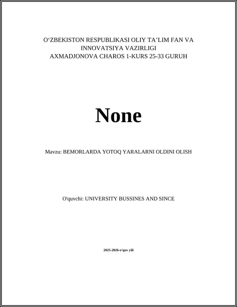 BEMORLARDA YOTOQ YARALARNI OLDINI OLISH