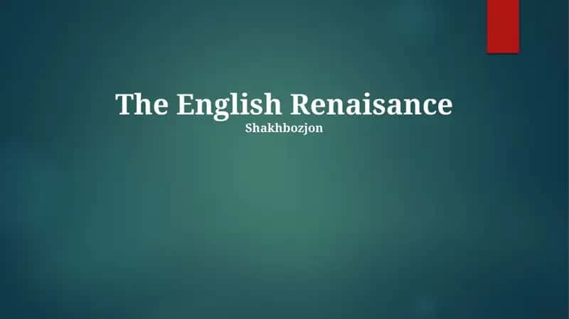 The English Renaisance