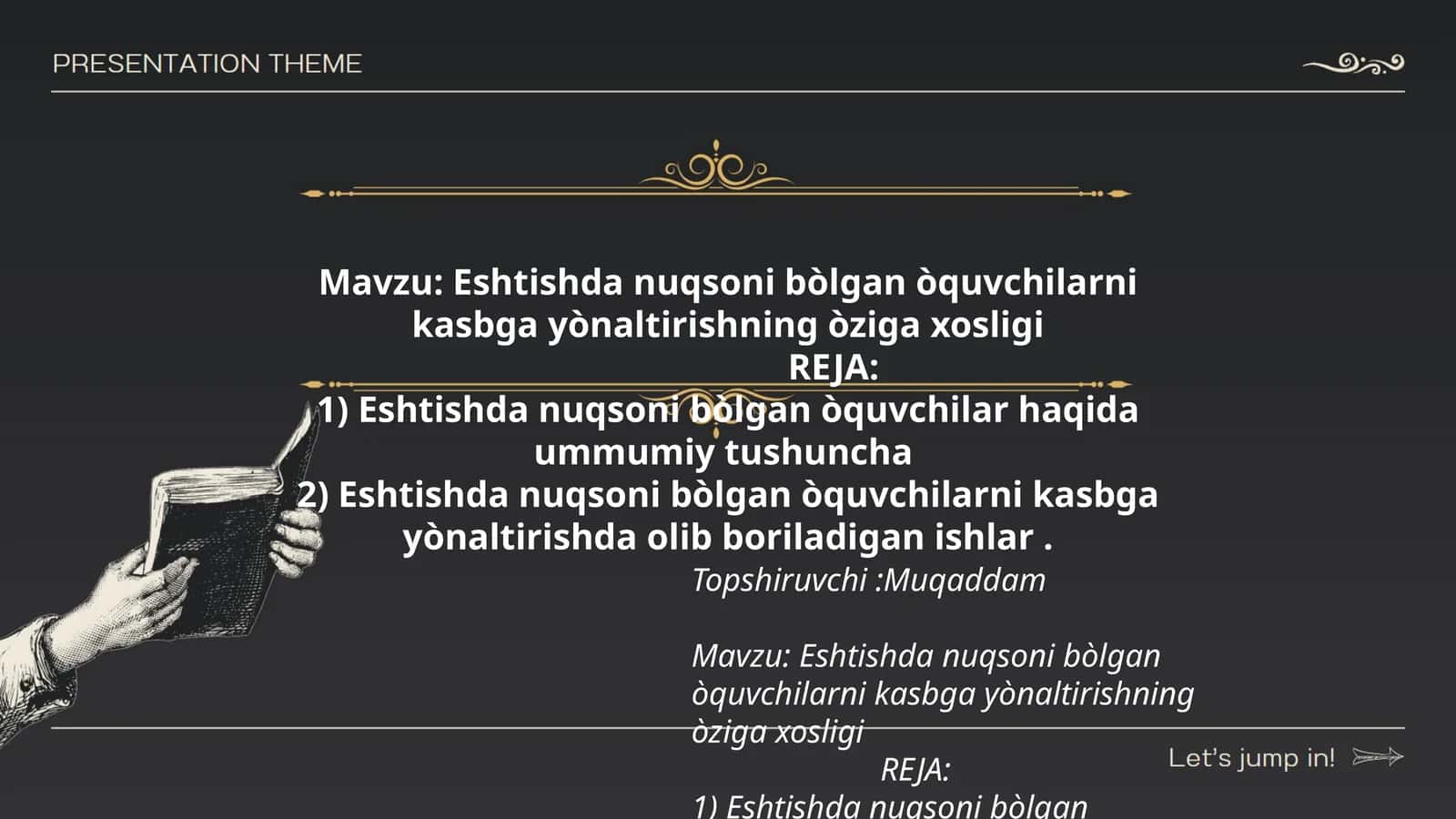 Eshtishda nuqsoni bòlgan òquvchilarni kasbga yònaltirishning òziga xosligi