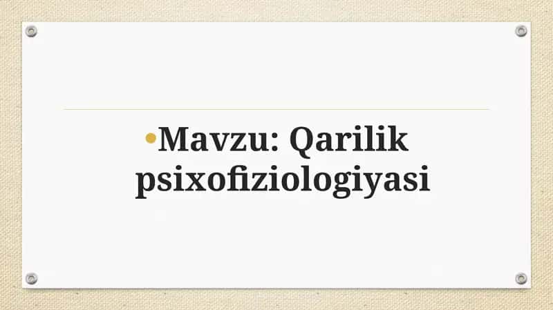Qarilik psixofiziologiyasi