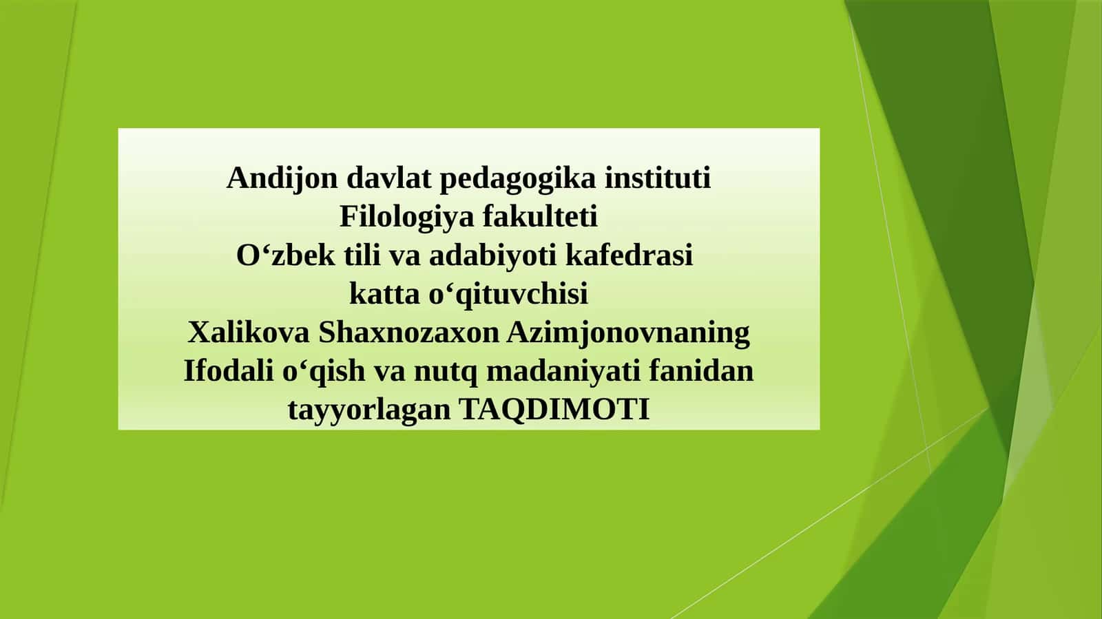 O‘ZBEK NOTIQLIGI VA NUTQ MADANIYATI TARIXI