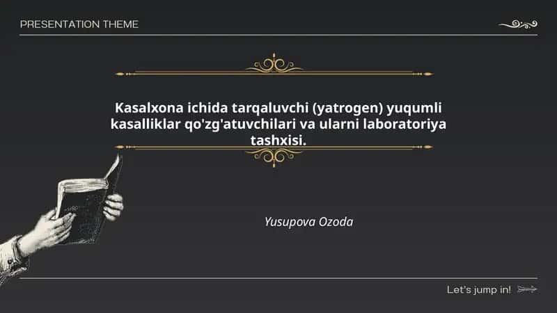 Kasalxona ichida tarqaluvchi (yatrogen) yuqumli kasalliklar qo'zg'atuvchilari va ularni laboratoriya tashxisi