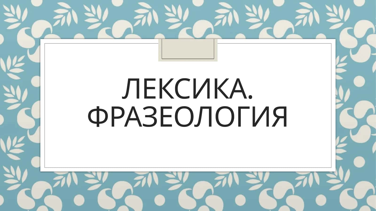 Лексика. Фразеология