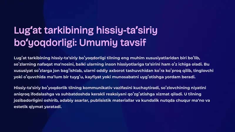 Lugʻat tarkibining hissiy-taʼsiriy boʻyoqdorligi