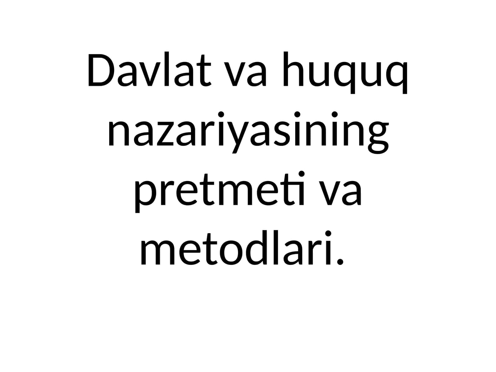 Davlat va huquq nazariyasi