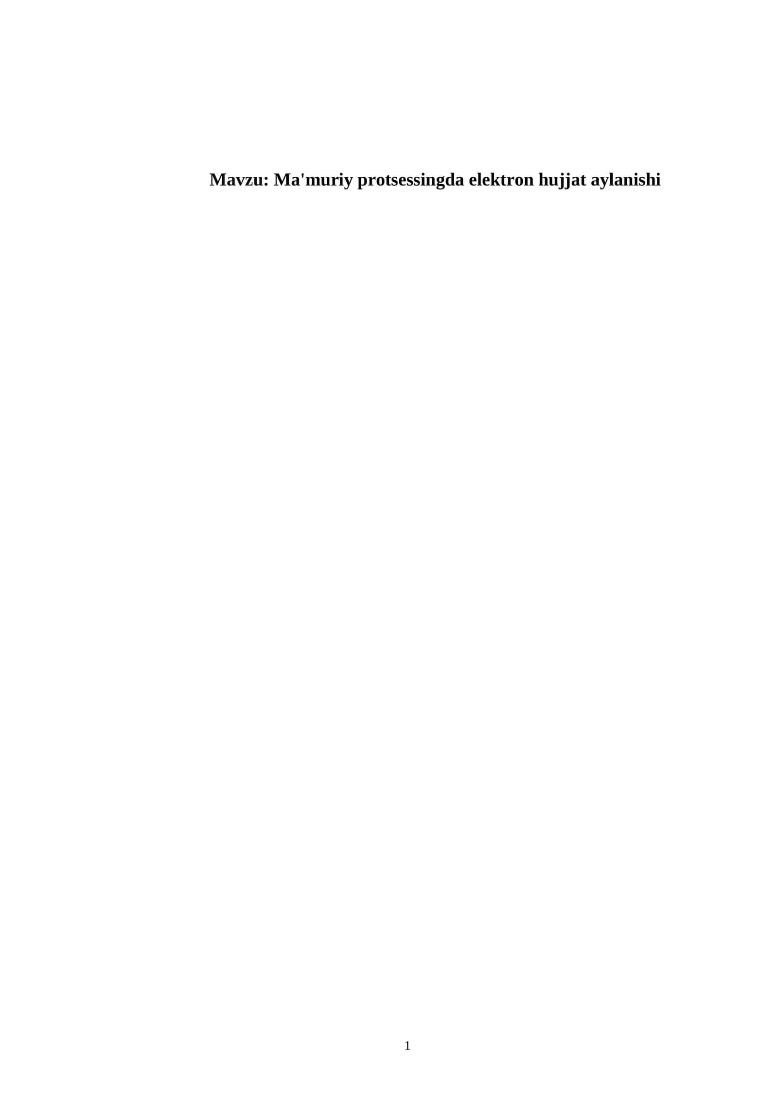 Ma'muriy protsessingda elektron hujjat aylanishi
