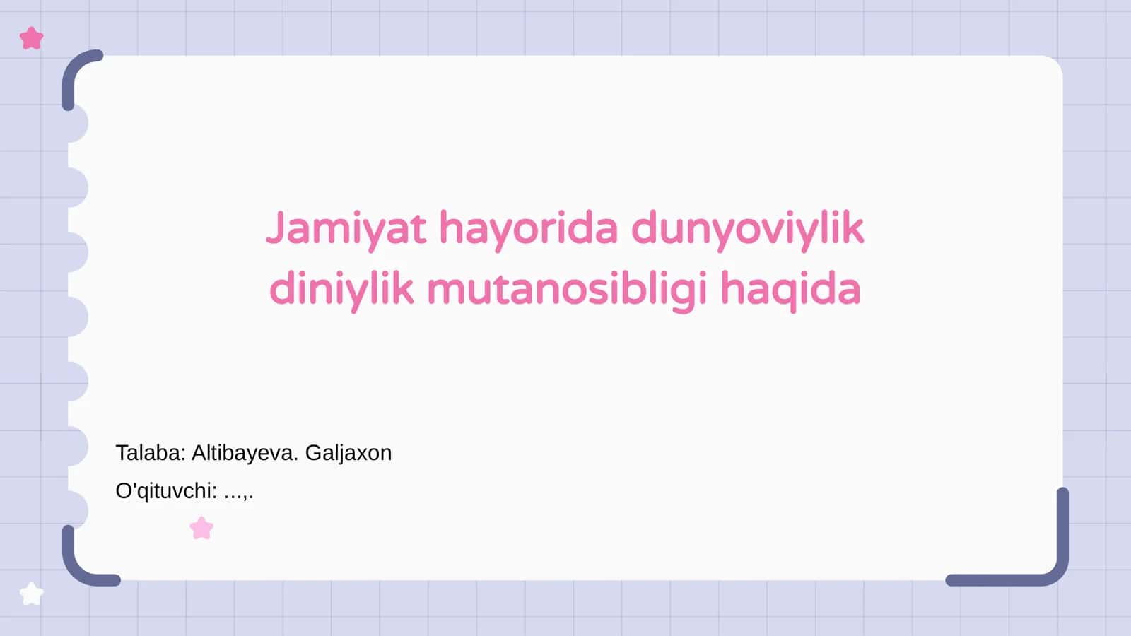 Jamiyat hayorida dunyoviylik diniylik mutanosibligi haqida