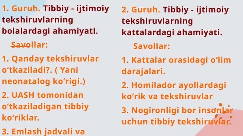 Guruh.Tibbiy-ijtimoiytekshiruvlarningbolalardagiahamiyati