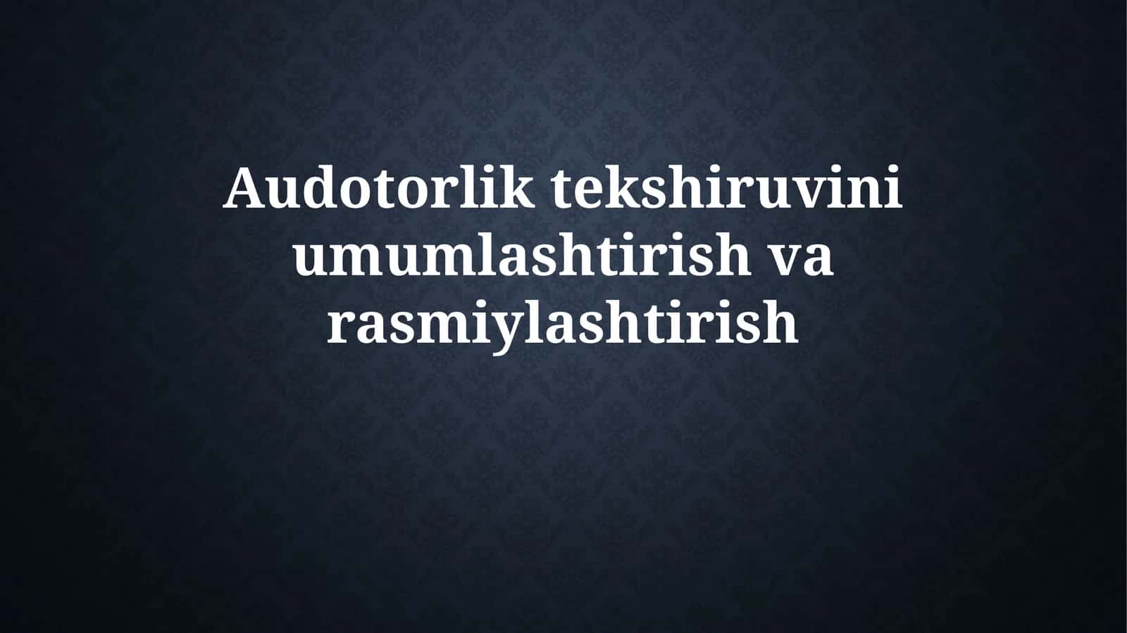 Ovozli Boshqaruvni Umumiylashtirish va Rasmiylashtirishga Kirish