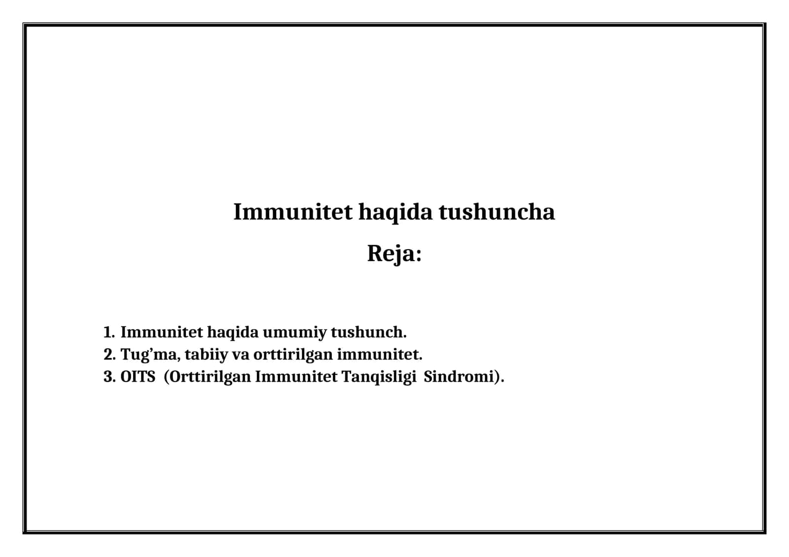Immunitet haqida tushuncha