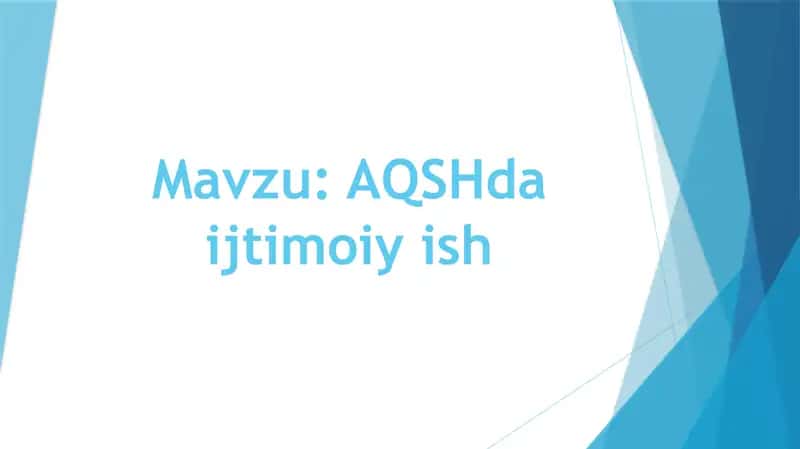 AQSHda ijtimoiy ish