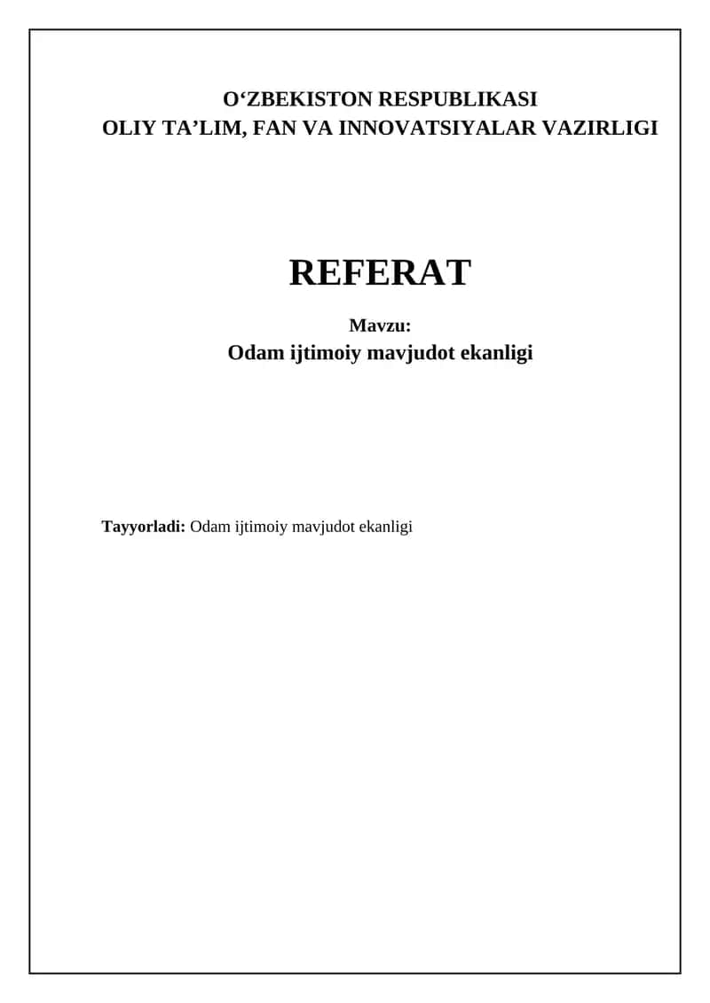 Odam ijtimoiy mavjudot ekanligi