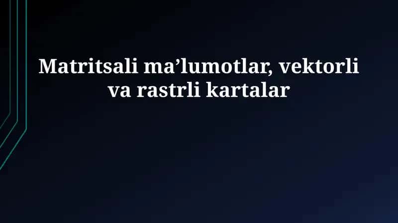 Matritsali maʼlumotlar, vektorli va rastrli kartalar