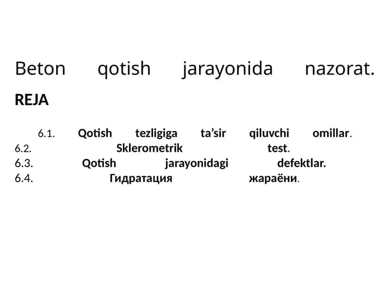 Beton qotish jarayonidan a'zorat