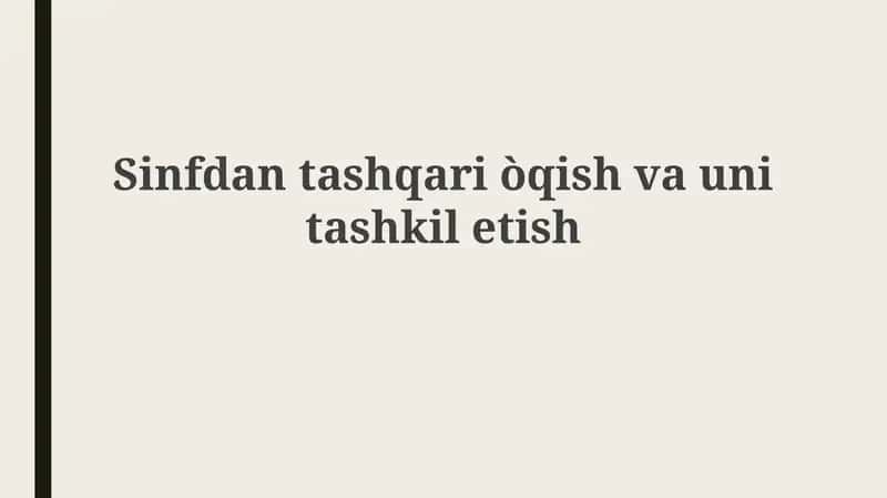 O'quvdan tashqari mutolaa