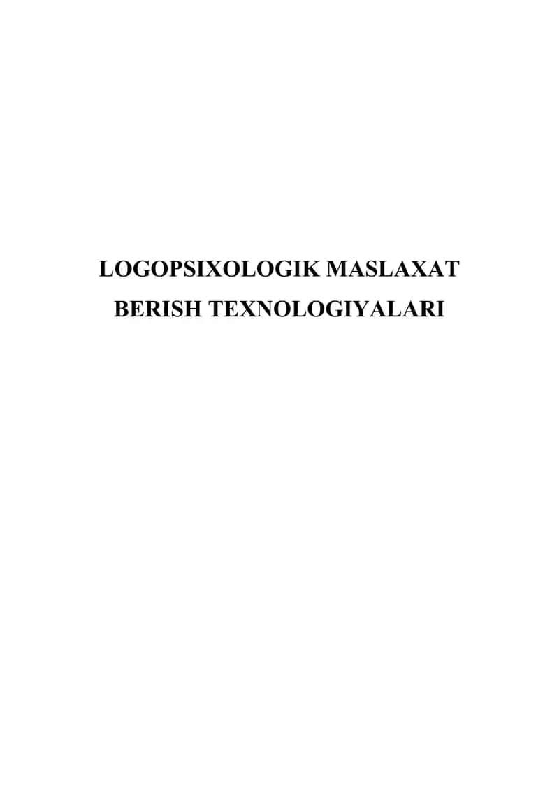 Logopsixologik maslaxat berish texnologiyalari