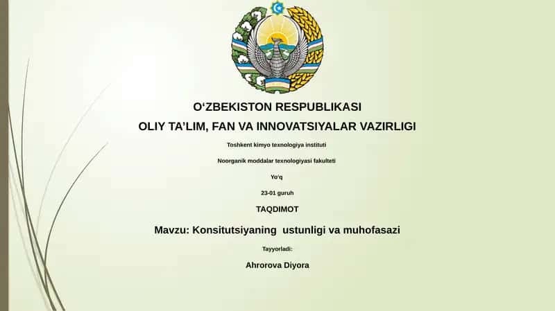 Konsitutsiyaning ustunligi va muhofasazi