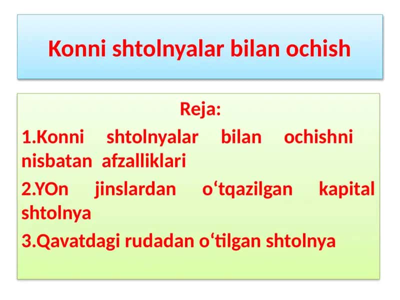 Konni shtolnyalar bilanochish
