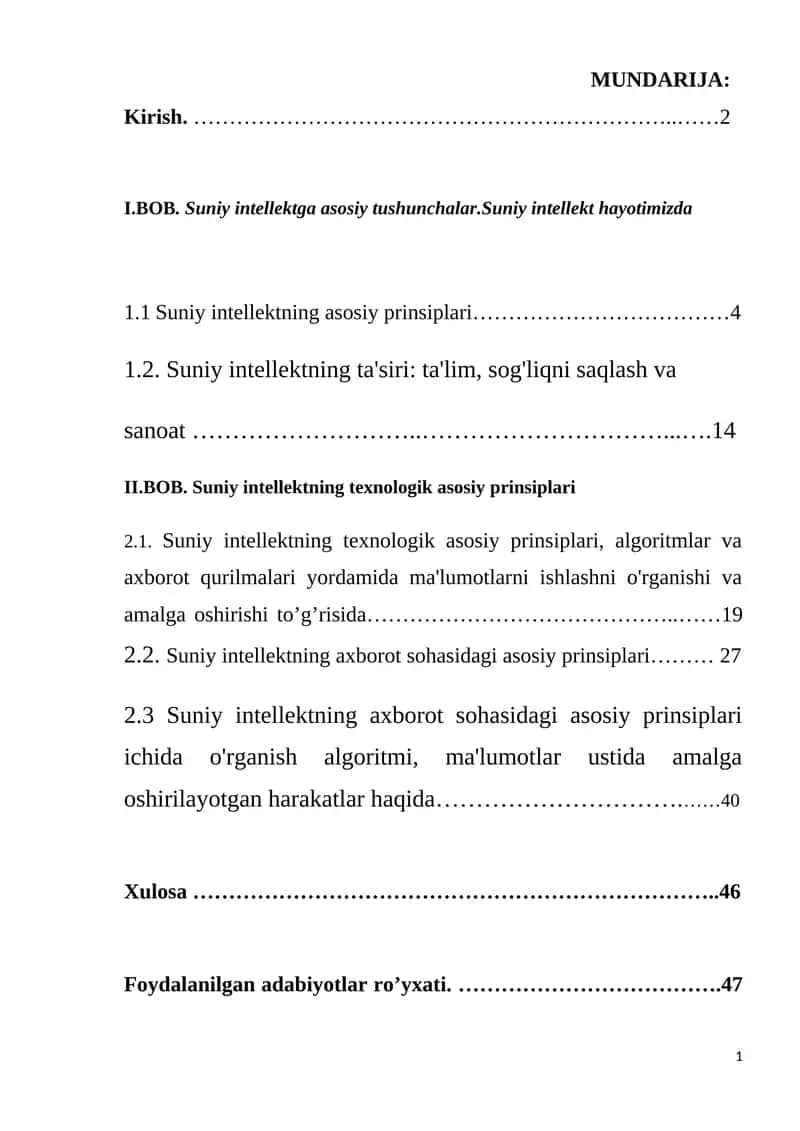 Suniy intellektning asosiy prinsiplari