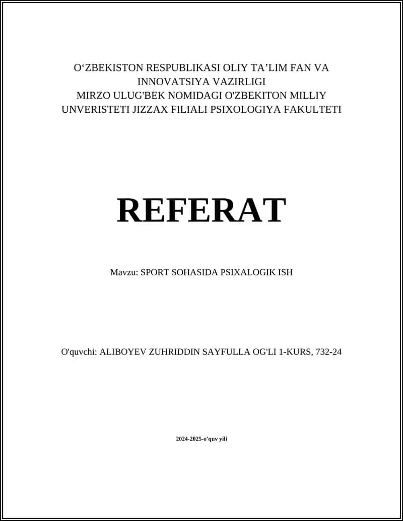 SPORT SOHASIDA PSIXOLOGIK ISH
