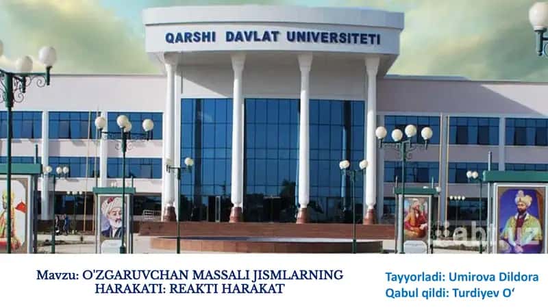 O'zgaruvchan Massali Jismlarning Harakati: Reaktiv Harakat