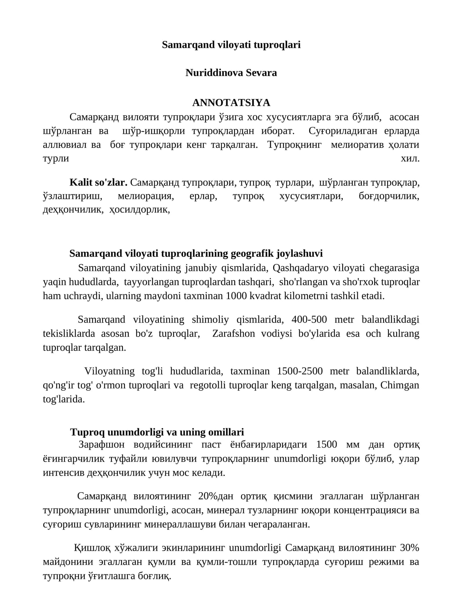 Samarqand viloyati tuproqlari