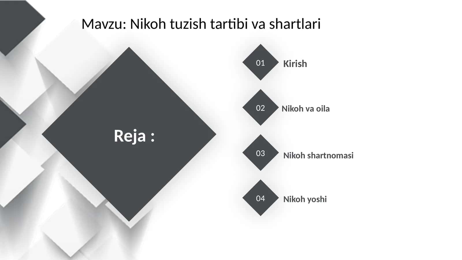 Nikoh tuzish tartibi va shartlari