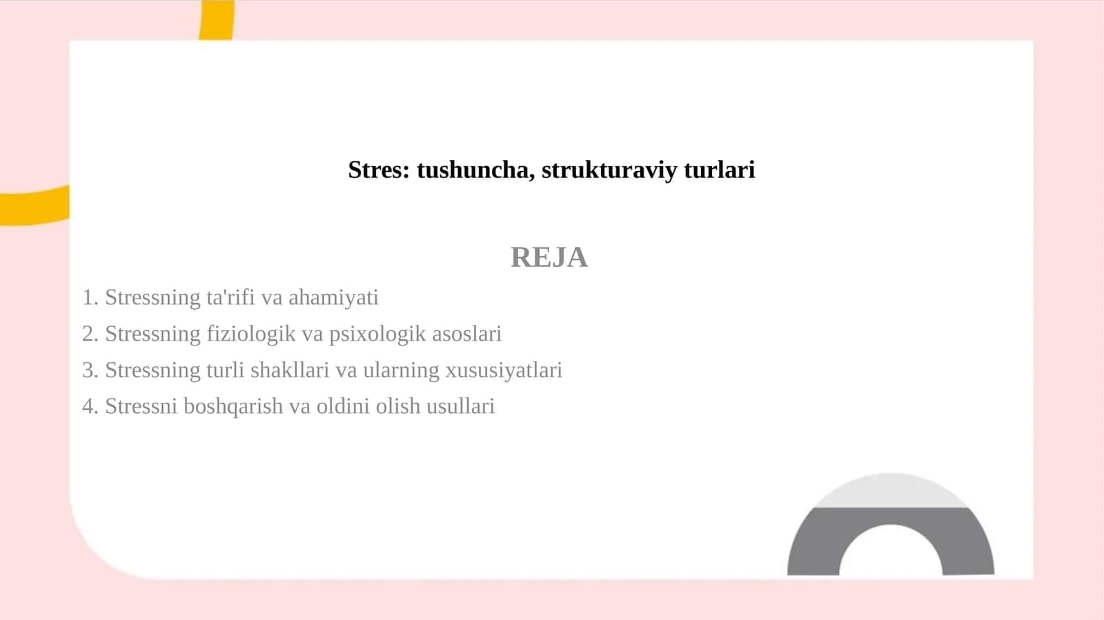 Stressning ta'rifi va ahamiyati