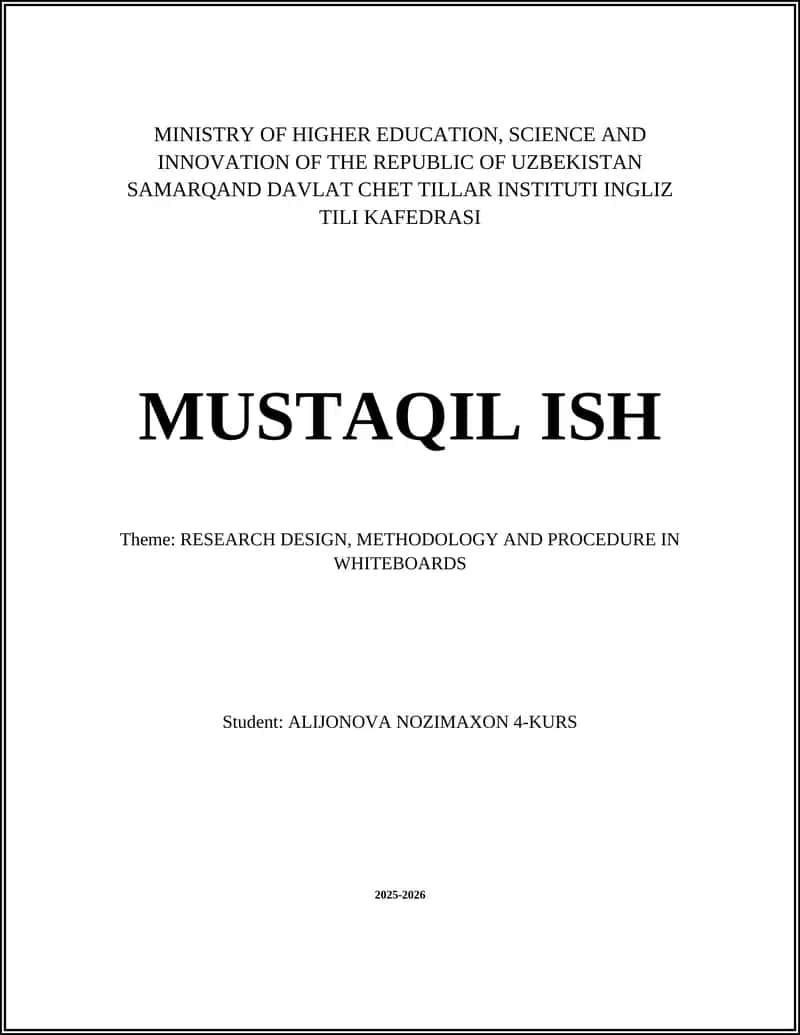 Research Design, Methodology and Procedure in Whiteboards