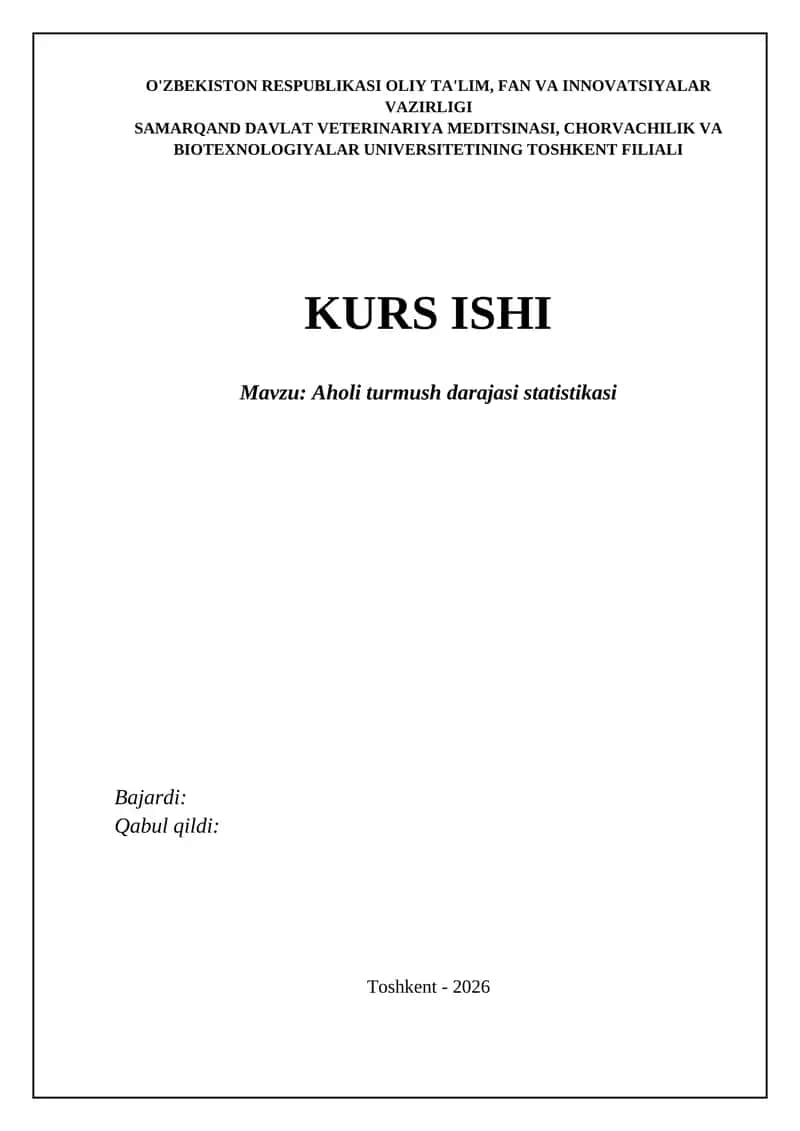 Aholi turmush darajasi statistikasi