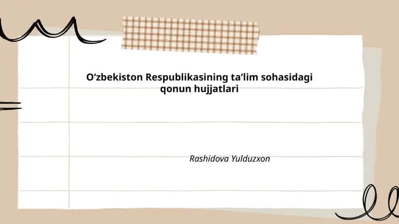 Oʻzbekiston Respublikasining taʼlim sohasidagi qonun hujjatlari