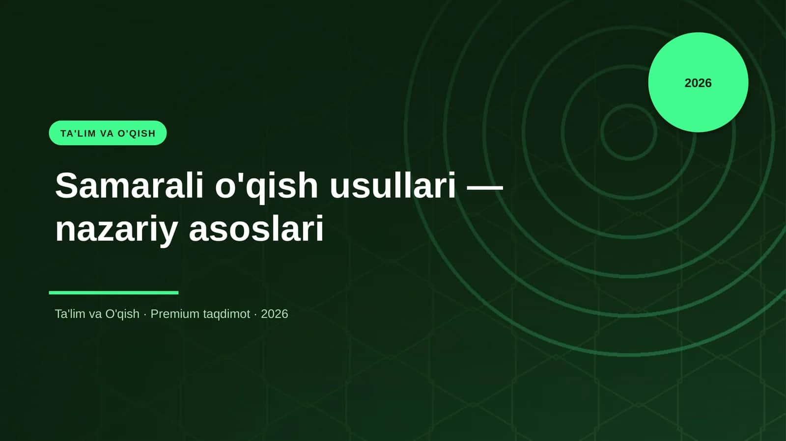Samarali o'qish usullari — nazariy asoslari
