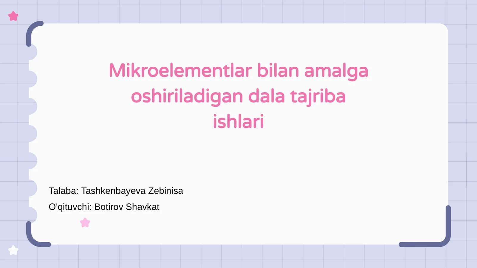 Mikroelementlar bilan amalga oshiriladigan dala tajriba ishlari