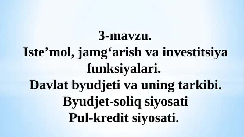 Iste’mol, jamg‘arish va investitsiya funksiyalari