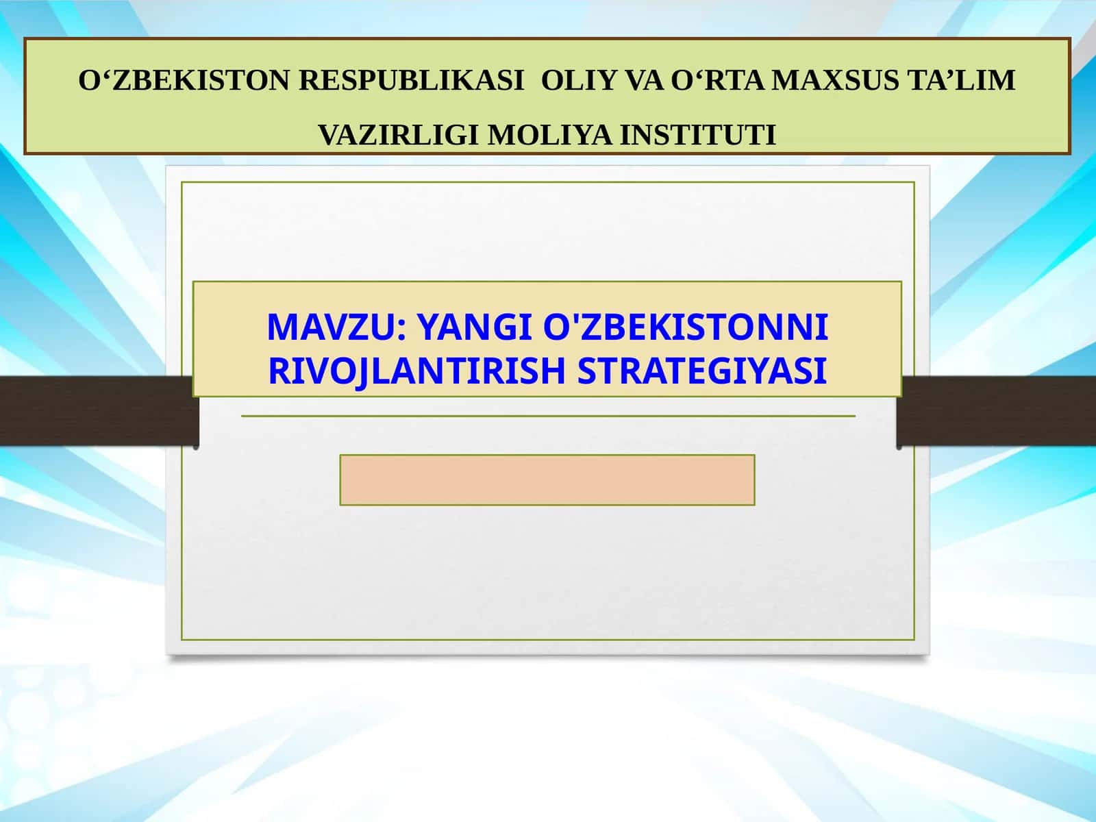 YANGI O'ZBEKISTONNI RIVOJLANTIRISH STRATEGIYASI