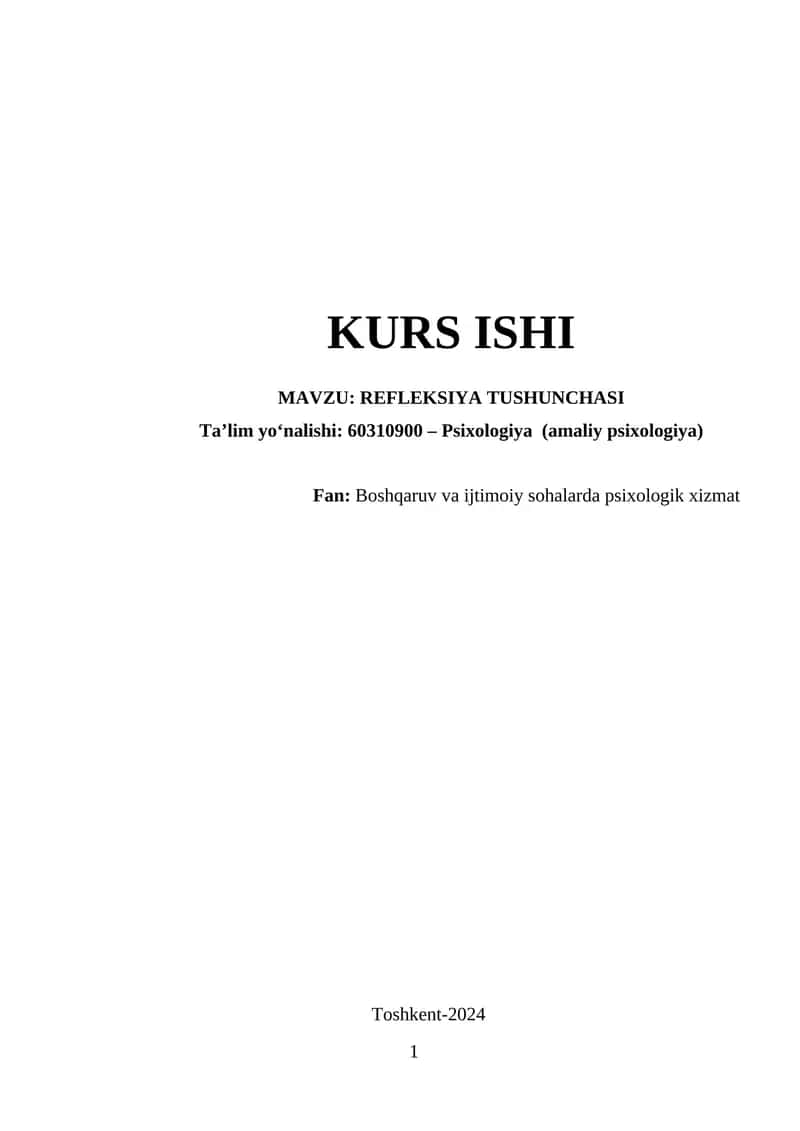 REFLEKSIYA TUSHUNCHASI