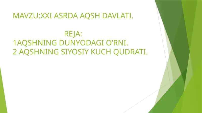 XXI ASRDA AQSH DAVLATI