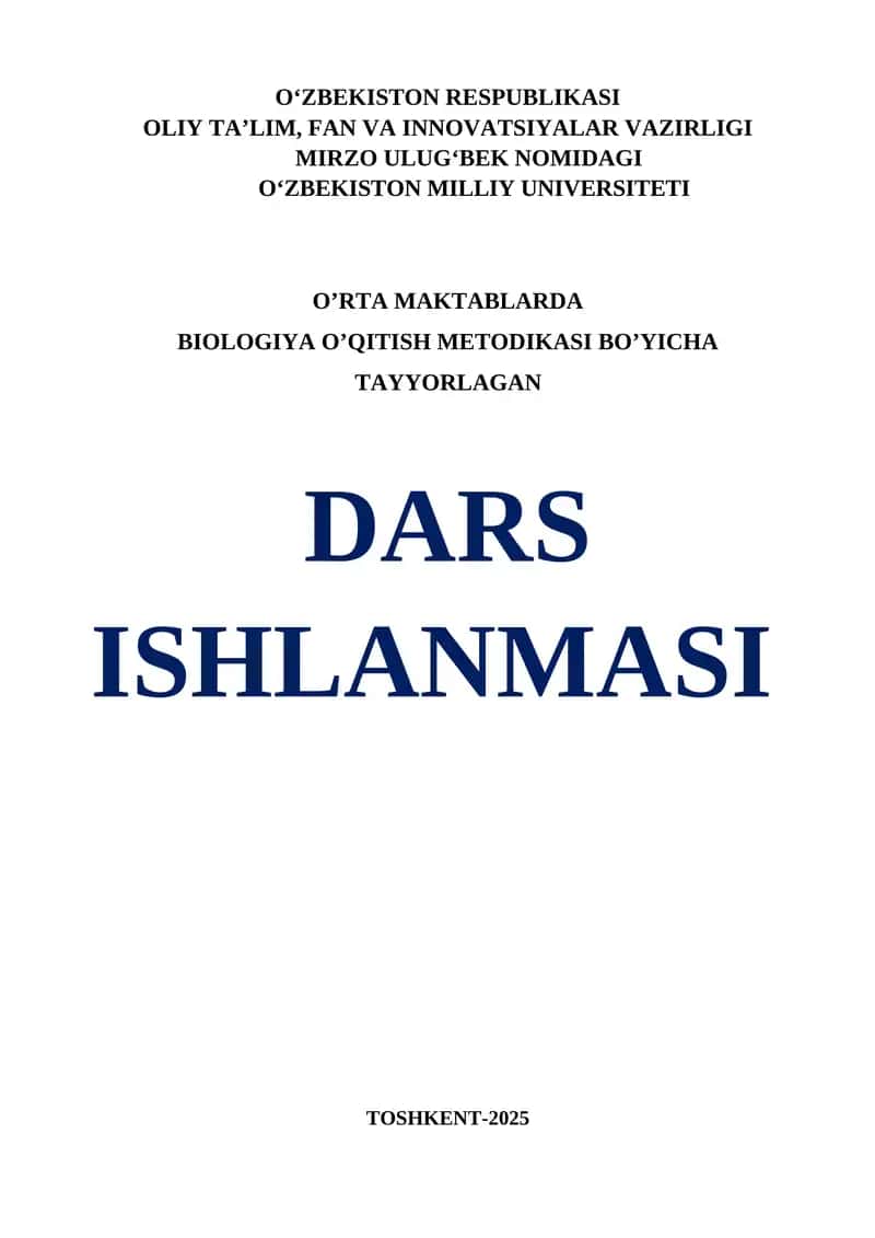 BIOLOGIYA O’QITISH METODIKASI