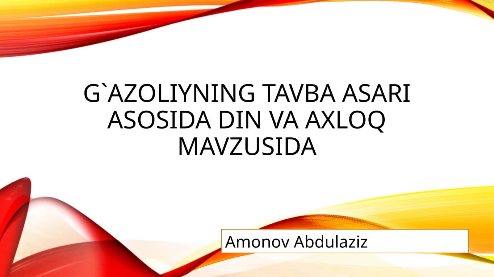 G`azoliyning tavba asari asosida din va axloq